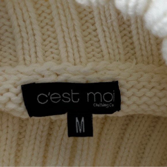 Cream Chunky Turtleneck Cable Knit Sweater - Picture 3 of 5